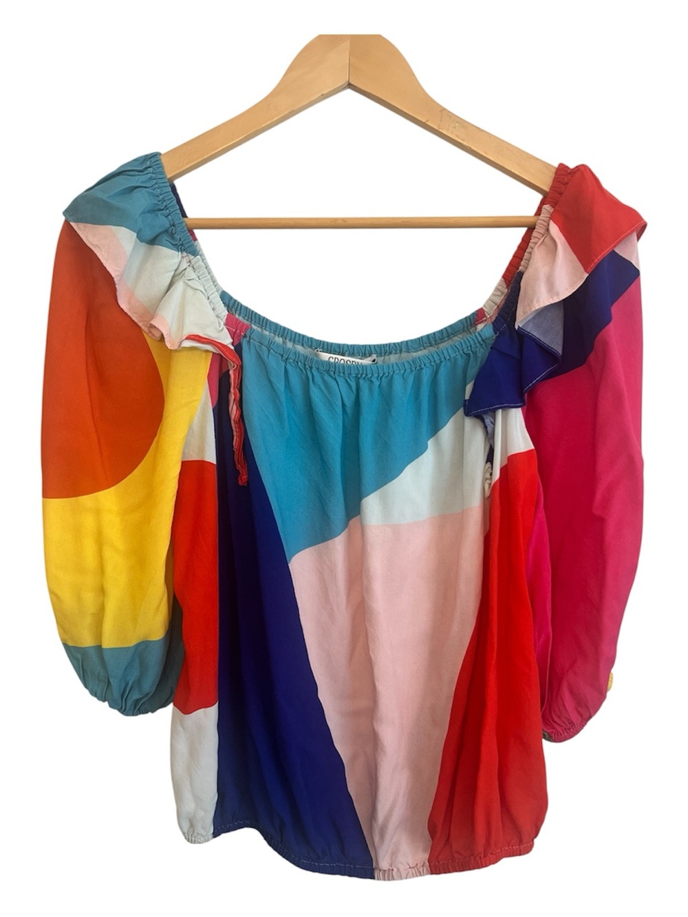 CROSBY by Mollie Burch Colorblocked Off-the-Shoulder Top Size M
